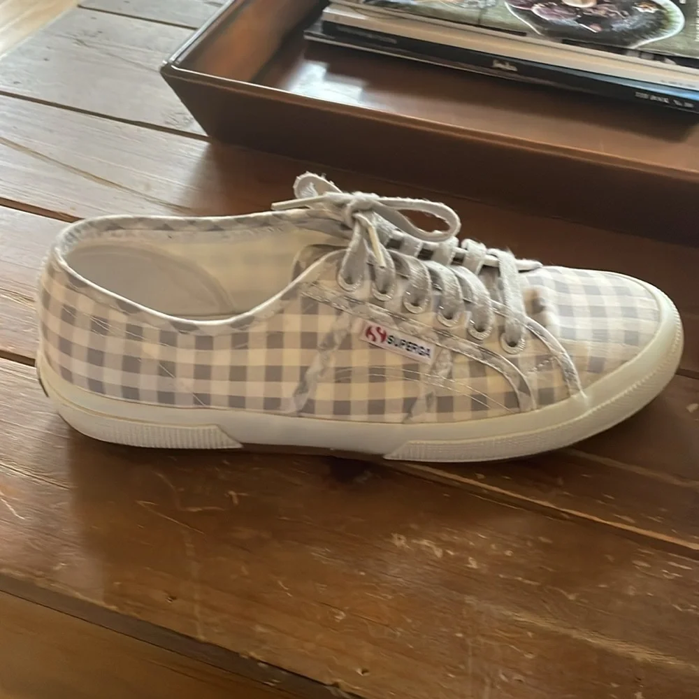 Superga Gray Gingham Cotu Classic Sneaker Size 41